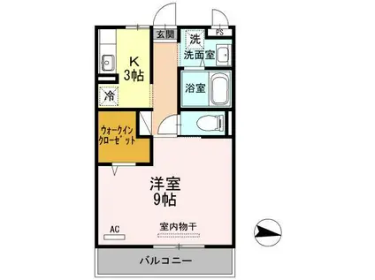 リファルジェント泉A棟(1K/2階)の間取り写真