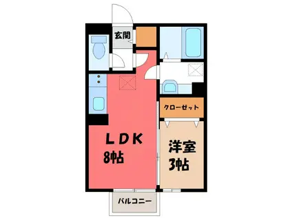 プレシャス前橋C(1LDK/2階)の間取り写真