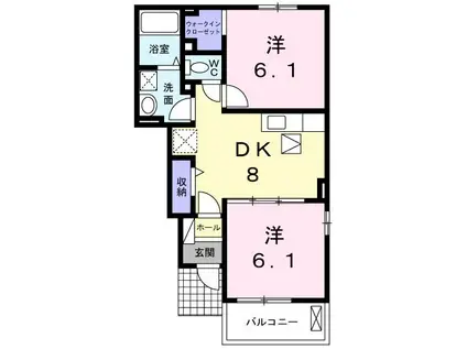 メロウソレイユ I(2DK/1階)の間取り写真