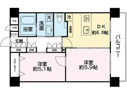 センチュリービル(2DK/4階)の間取り写真