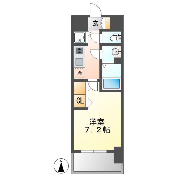プレサンス名古屋グロウ(1K/4階)の間取り写真