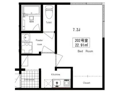 ノース下北沢(1K/2階)の間取り写真