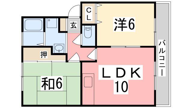 ハイツリンデンバン(2LDK/1階)の間取り写真