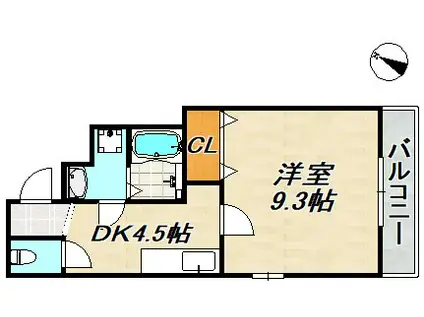 ローズコート(1DK/1階)の間取り写真