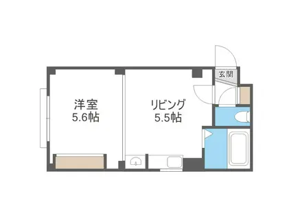 スカイパーク10・9(1DK/2階)の間取り写真