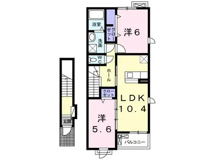 サン・プロムナード(2LDK/2階)の間取り写真