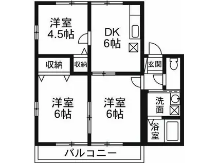 ハイム連取A(3DK/1階)の間取り写真