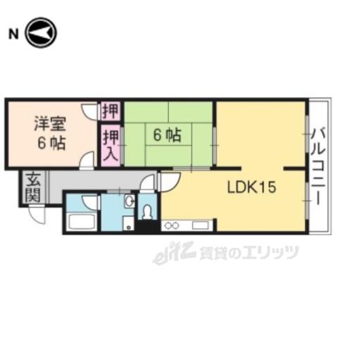 嵯峨野ロイヤルハイツ(2LDK/3階)の間取り写真