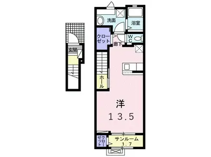 マリノア(ワンルーム/2階)の間取り写真