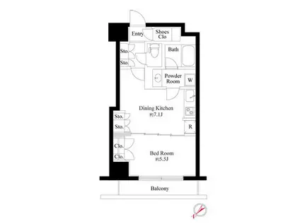 グランスイート銀座レスティモナーク(1DK/11階)の間取り写真