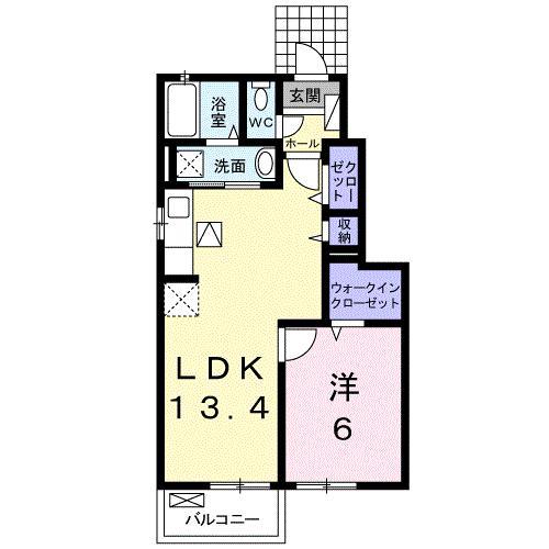 セレノ・カーサB(1LDK/1階)の間取り写真