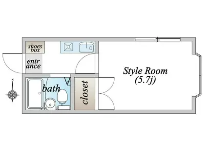 ロイヤルコートII(1K/1階)の間取り写真