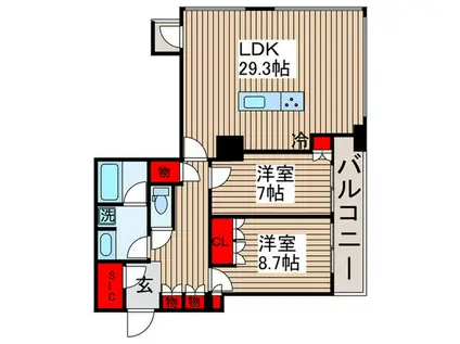 THE TOKYO TOWERS MID TOWER 26F(2LDK/26階)の間取り写真