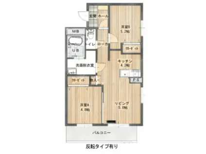 SOLANA(2LDK/4階)の間取り写真