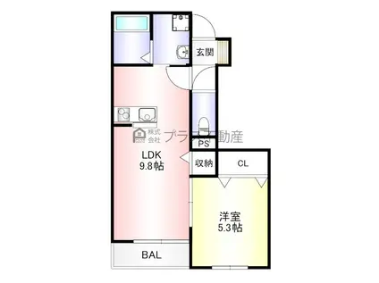 SEVEN STARS知古I(1LDK/1階)の間取り写真