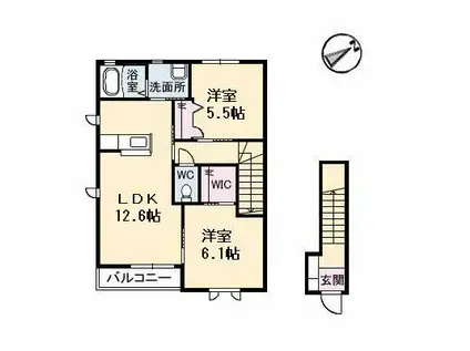 クレスト 弐番館(2LDK/2階)の間取り写真