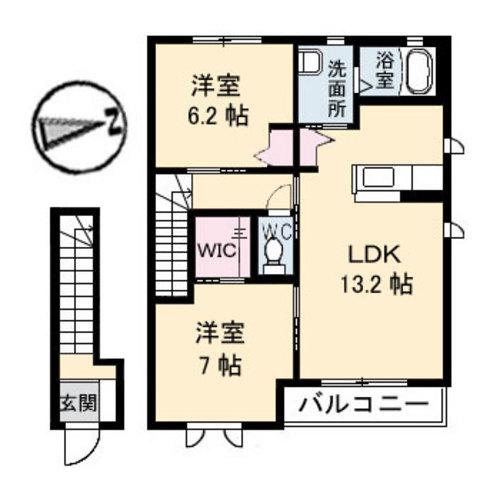シャーメゾンM(2LDK/2階)の間取り写真