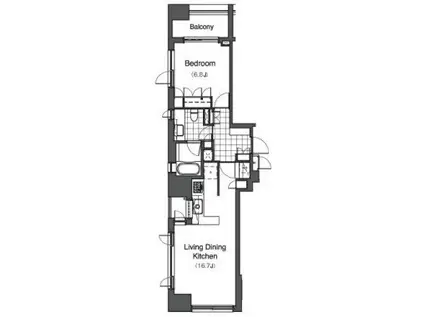 ラサンテ麻布十番(1LDK/14階)の間取り写真