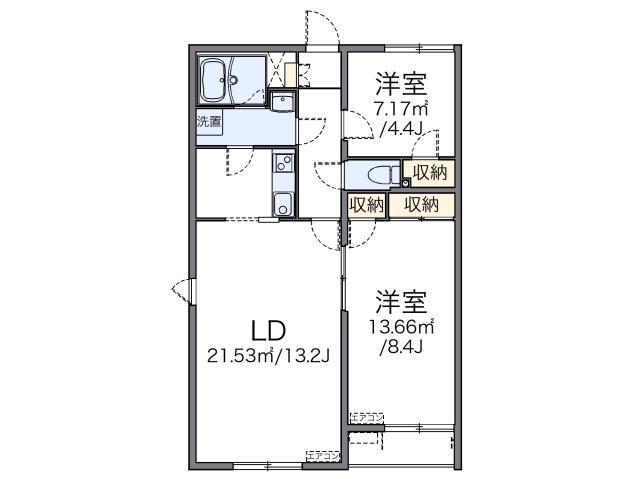 レオネクスト大都(2LDK/1階)の間取り写真