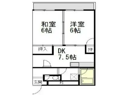 蕨平和マンション(2DK/4階)の間取り写真