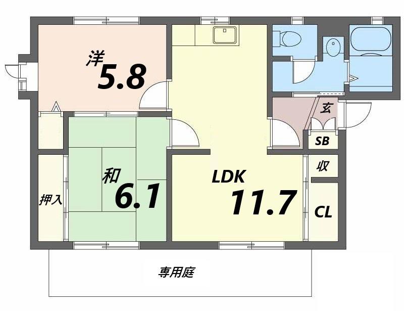 MAYS(2LDK/1階)の間取り写真
