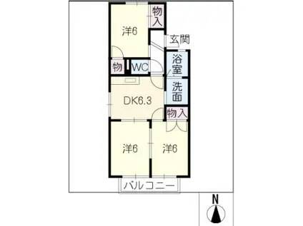 サンハイツますづかB(3DK/2階)の間取り写真