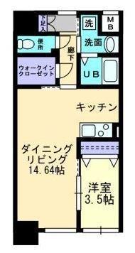 ソラノ瓦町(1LDK/3階)の間取り写真