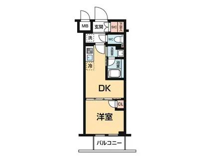 ハーモニーレジデンス大塚山手インサイド(1DK/1階)の間取り写真