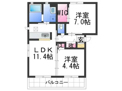 メゾン・ルティシアII(2LDK/2階)の間取り写真