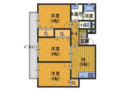 サンハイツ津名(3DK/1階)の間取り写真