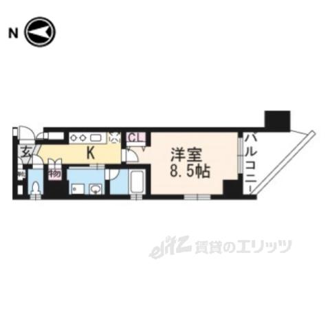 ベラジオ三条朱雀(1K/2階)の間取り写真
