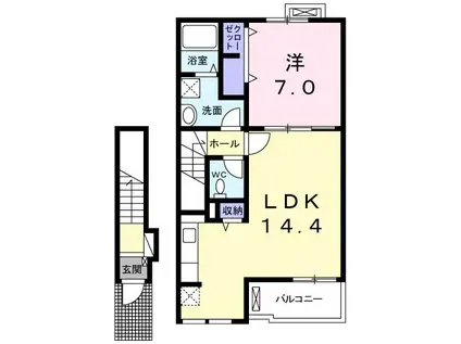 フォンテーヌ逆瀬川(1LDK/2階)の間取り写真