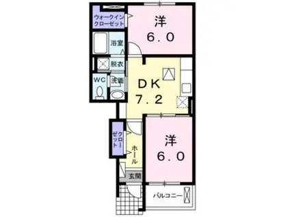 グランドール(2DK/1階)の間取り写真