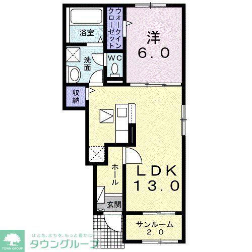 東武伊勢崎線 羽生駅 徒歩30分 2階建 築1年(1LDK/1階)の間取り写真