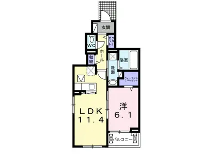 PER SEMPRE横浜I(1LDK/1階)の間取り写真