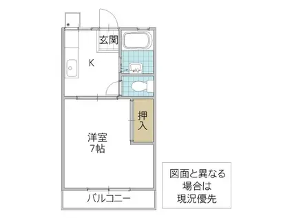 レジデンスあすか(1K/2階)の間取り写真