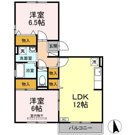 グランドキャッスルGOMI B棟(2LDK/3階)の間取り写真