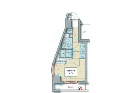 グラントゥルース弥生(1K/5階)の間取り写真