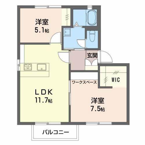 ガーデンハイツかわしま C棟(2LDK/2階)の間取り写真