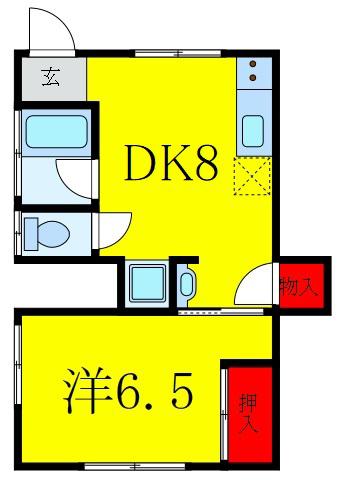 都電荒川線 巣鴨新田駅 徒歩5分 2階建 築45年(1DK/1階)の間取り写真