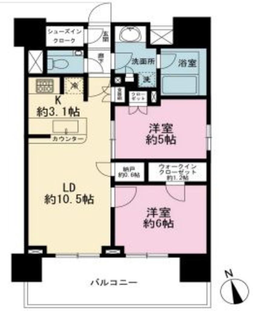ベリスタ文京関口(2LDK/2階)の間取り写真