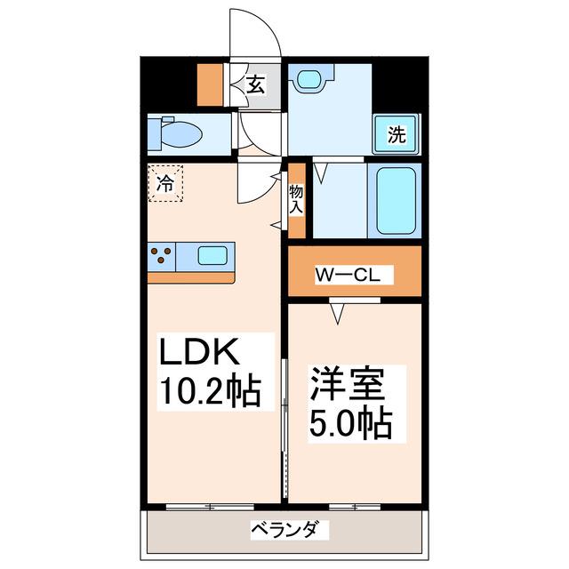 SQUARE元気の森公園(1LDK/2階)の間取り写真