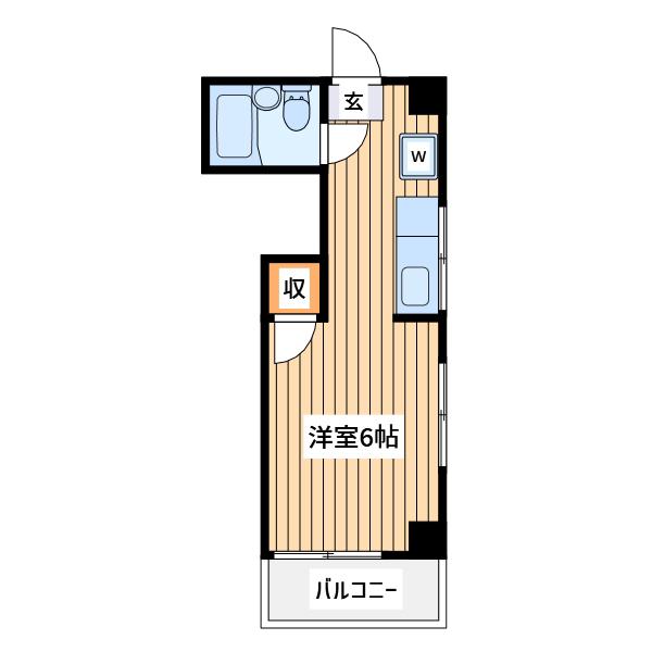 ヴィラ東林間(1K/2階)の間取り写真