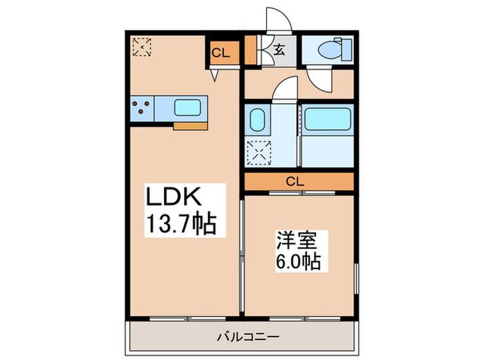 サンローヤル(1LDK/1階)の間取り写真