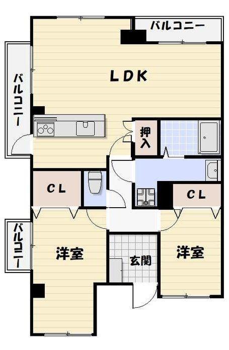 アドバンス新検見川(2LDK/5階)の間取り写真