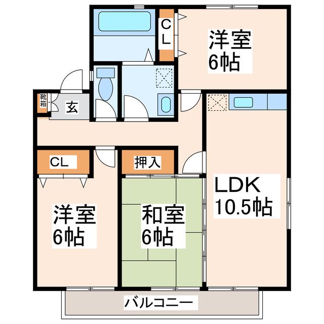 プレミールB(3LDK/2階)の間取り写真