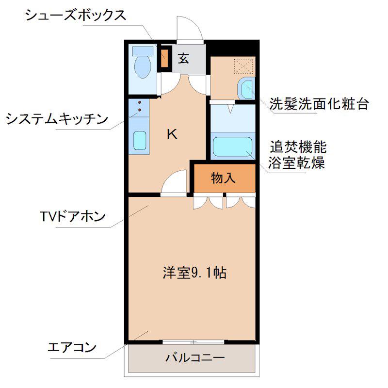URBAN KNOLL(1K/1階)の間取り写真