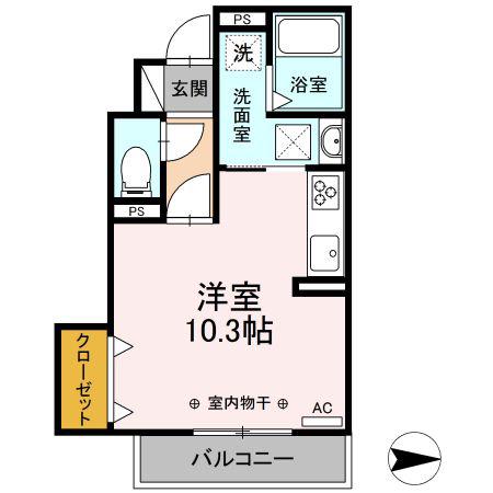 ハレルヤ(ワンルーム/1階)の間取り写真