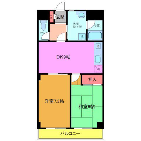 中葛西ハイツ(2DK/3階)の間取り写真