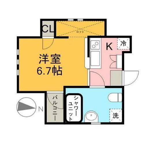 Aレガート吉野町(1K/2階)の間取り写真